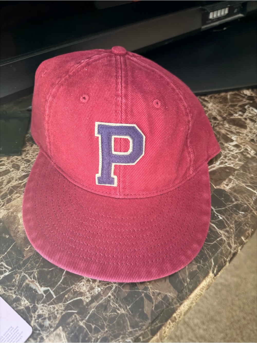 Polo by Ralph Lauren Burgundy Baseball Cap with Purple 'P' Patch